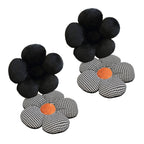 SOGA 2X Black w/ Orange Flower Cushion Shaped for Floor and Sitting Throw Pillow