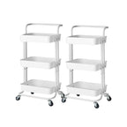SOGA 2X 3 Tier Steel White Movable Kitchen Cart Multi-Functional Shelves Storage Organizer with Wheels $ 107.90