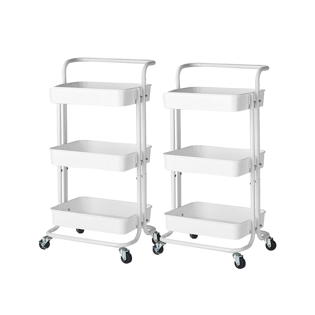 SOGA 2X 3 Tier Steel White Movable Kitchen Cart Multi-Functional Shelves Storage Organizer with Wheels $ 107.90