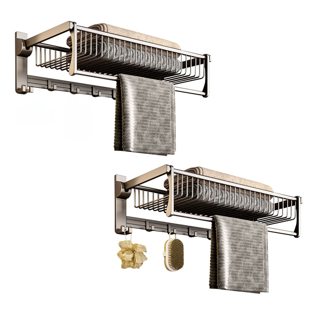 SOGA 2X 50cm Wall-Mounted Double Pole Towel Holder Bathroom Organiser Rail Hanger with Hooks $ 205.50