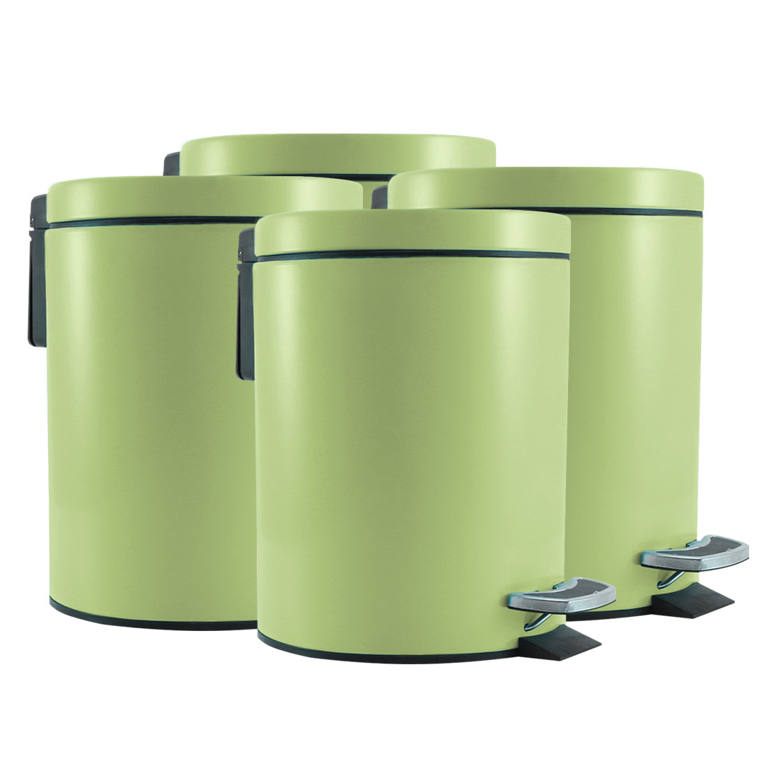 SOGA 4X Foot Pedal Stainless Steel Rubbish Recycling Garbage Waste Trash Bin Round 12L Green $ 295.50