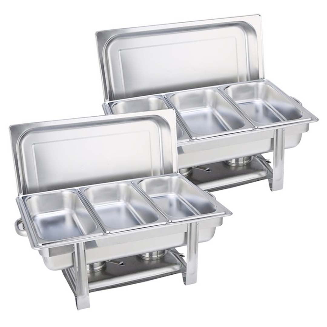 SOGA 2X Stainless Steel Chafing Triple Tray Catering Dish Food Warmer $ 374.90