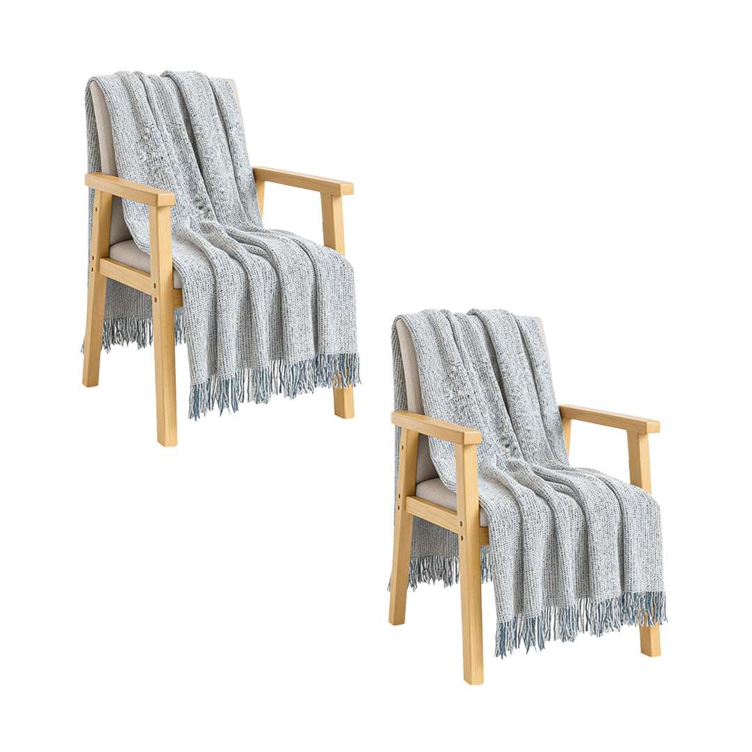 SOGA 2X Light Blue-Gray Tassel Throw Blanket 160x200cm Soft Polyester $ 155