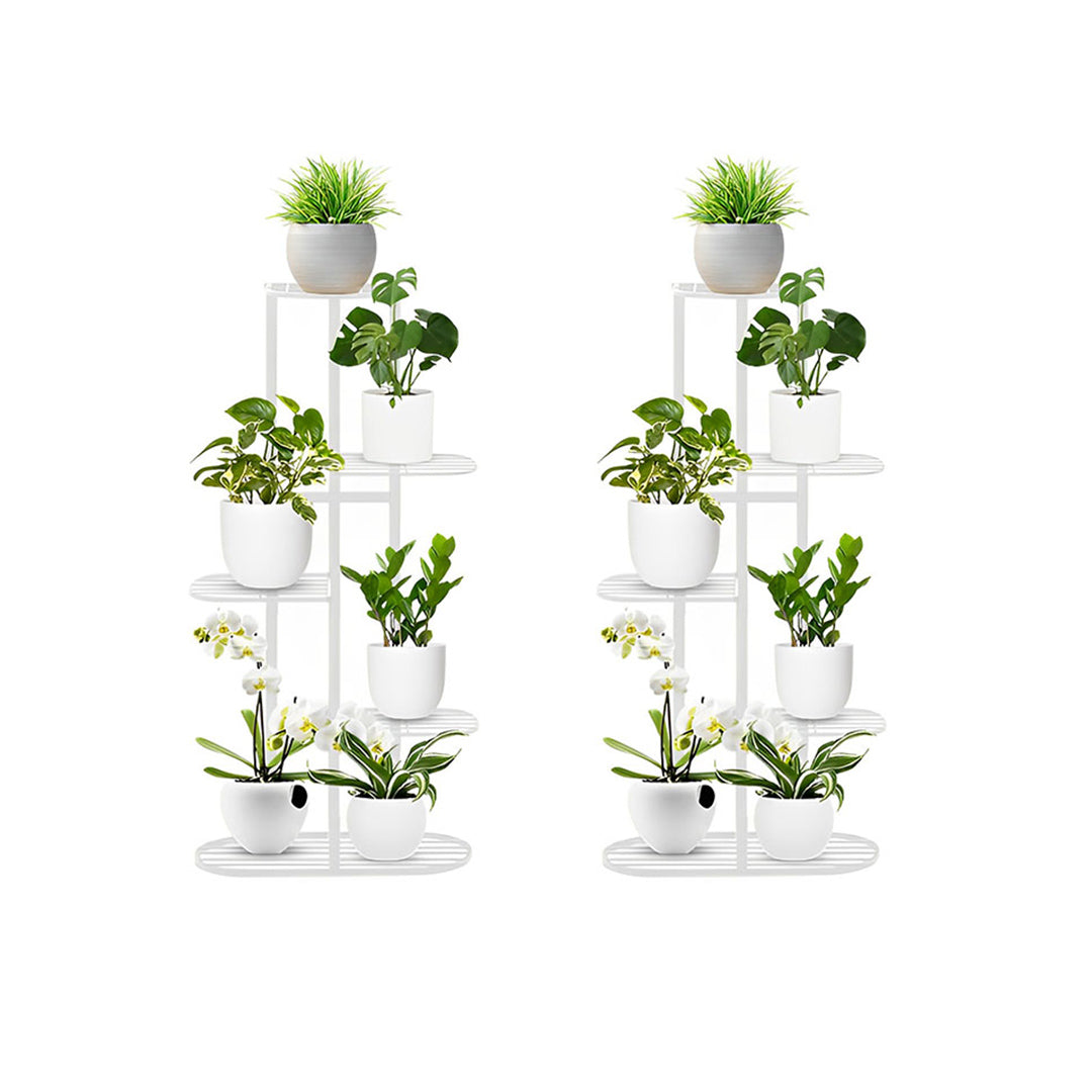 SOGA 2X 5 Tier 6 Pots White Metal Plant Rack Flowerpot Storage Display Stand Holder Home Garden Decor $ 129.50
