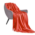 SOGA Orange Acrylic Knitted Throw Blanket Solid Fringed Warm Cozy Woven Cover Couch Bed Sofa Home Decor $ 77.90