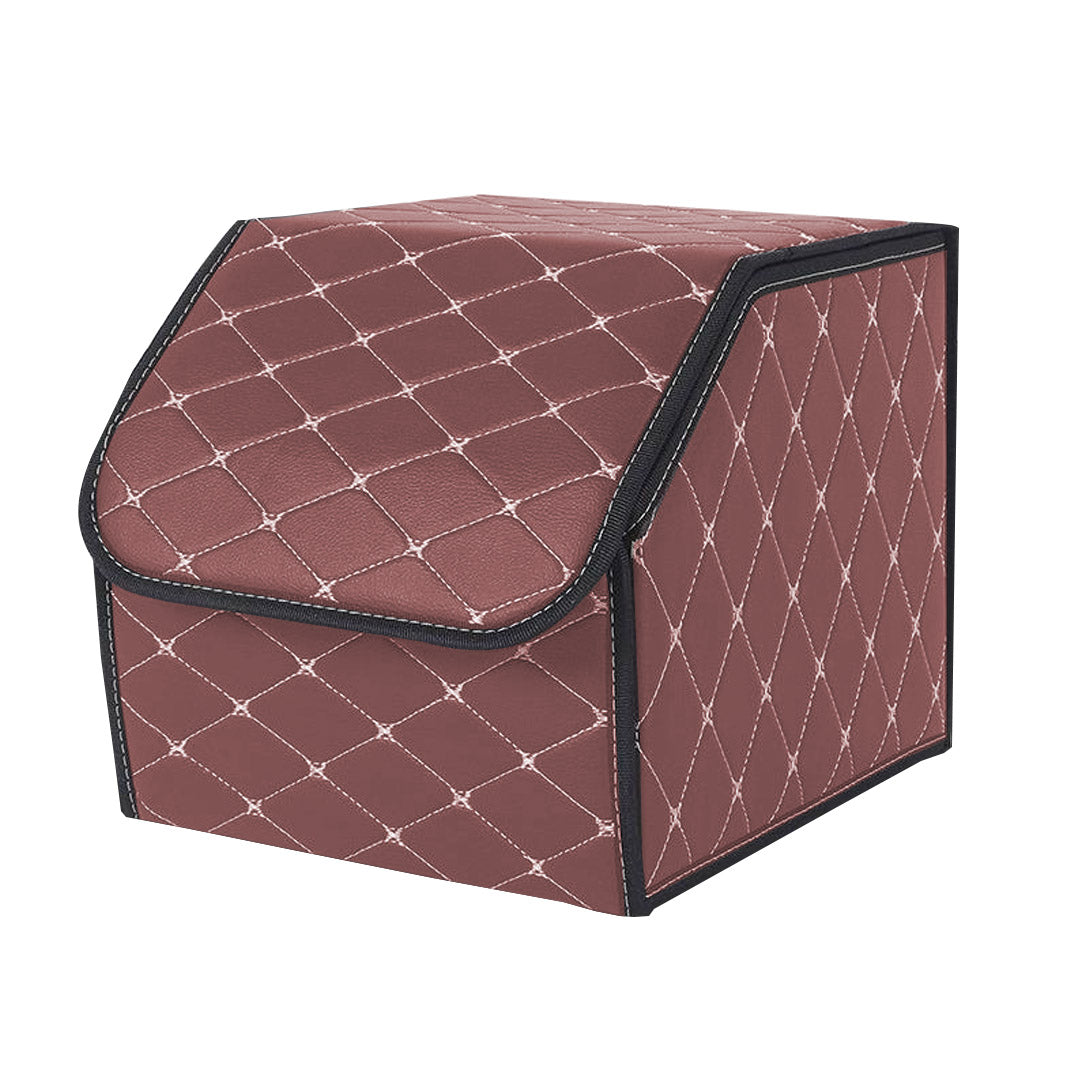 SOGA Leather Car Boot Collapsible Foldable Trunk Cargo Organizer Portable Storage Box Coffee/Gold Stitch Small $ 38.90