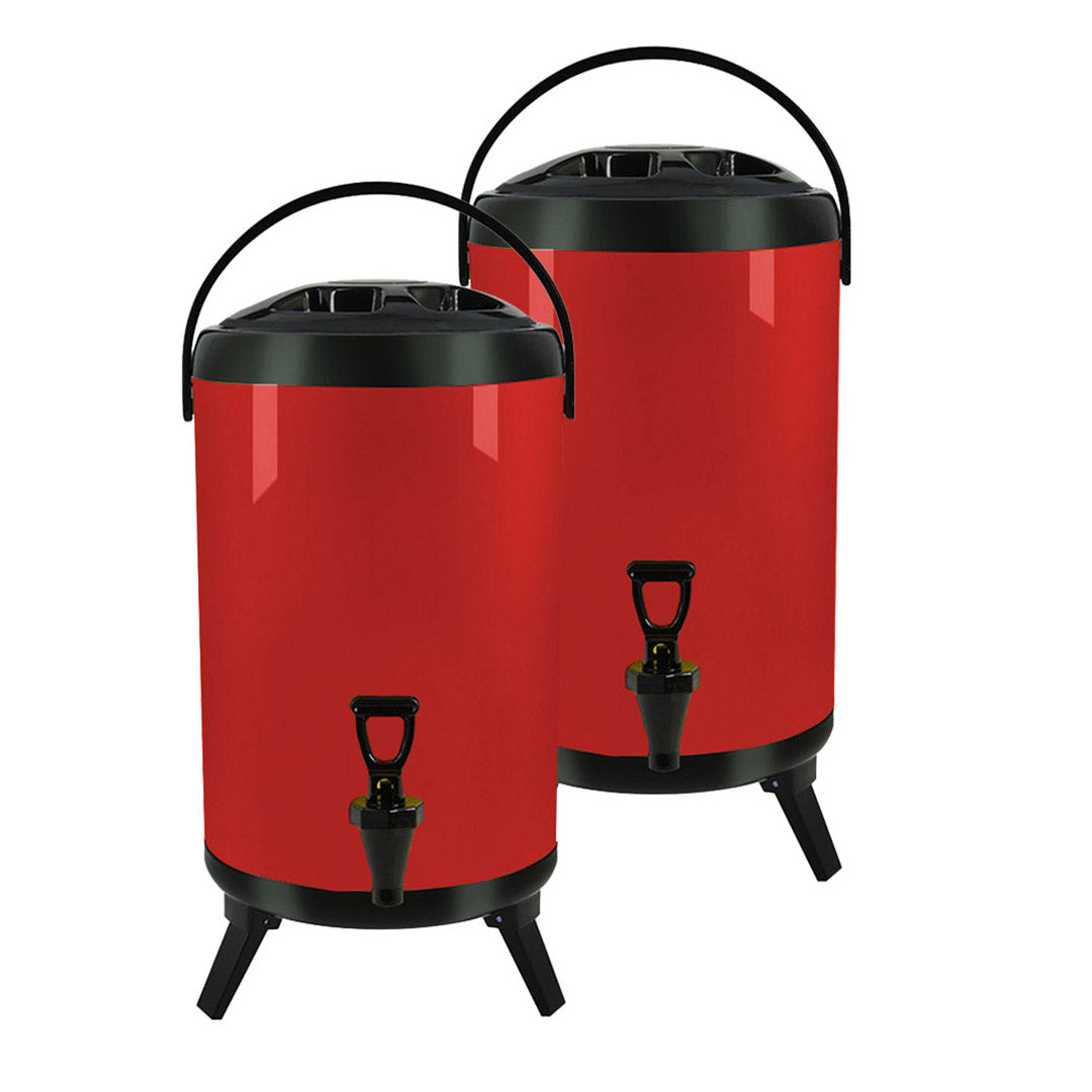 SOGA 2X 16L Stainless Steel Insulated Milk Tea Barrel Hot and Cold Beverage Dispenser Container with Faucet Red $ 205.50