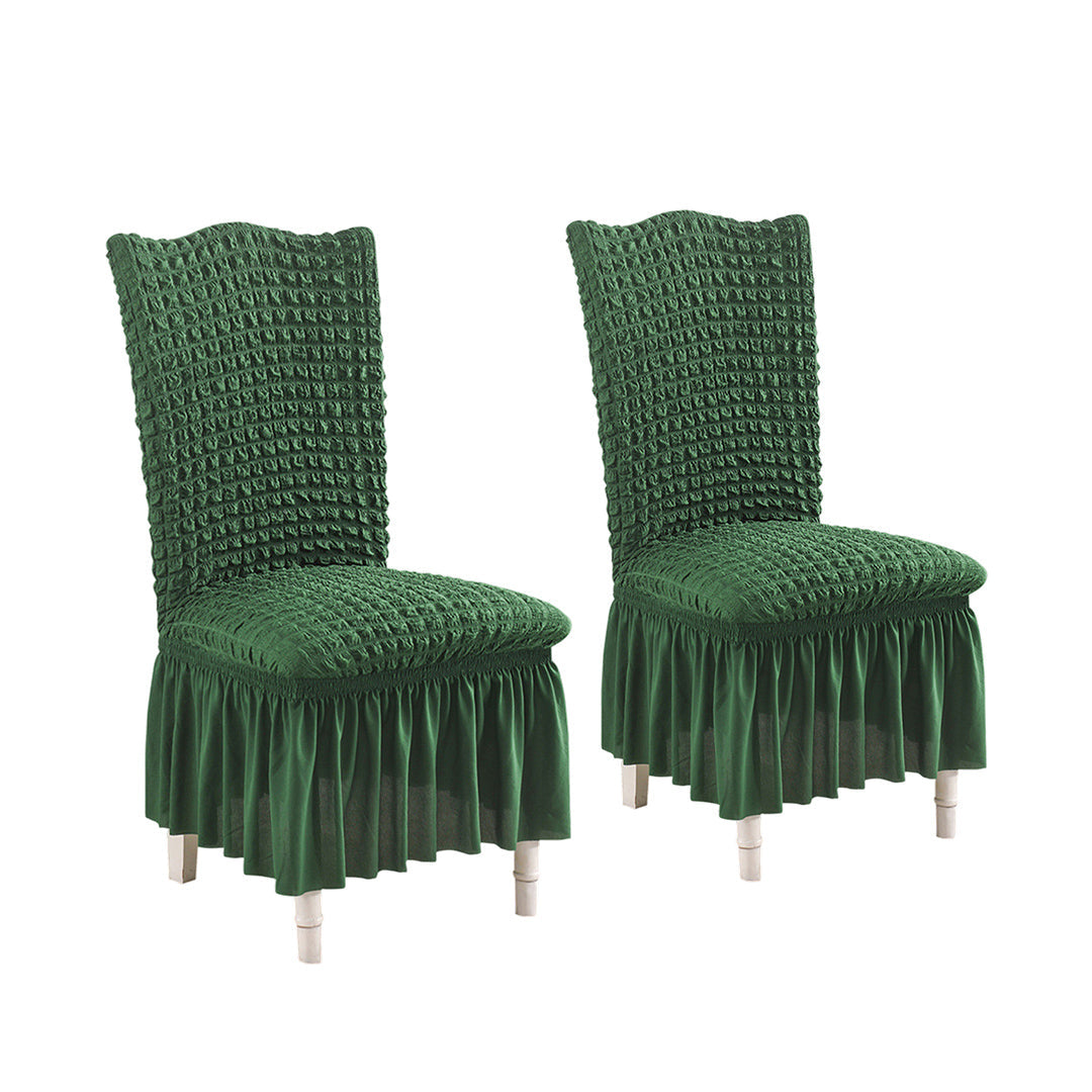 SOGA 2X Dark Green Chair Cover Seat Protector with Ruffle Skirt Stretch Slipcover Wedding Party Home Decor $ 65.50