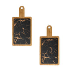 SOGA 2X 33.5cm Black Square Wooden Serving Tray Slate Steak Serving Platter Chopping Board Paddle Home Decor $ 107.90