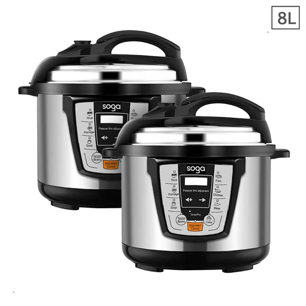SOGA 2X Electric Stainless Steel Pressure Cooker 8L 1600W Multicooker 16 $ 409.50