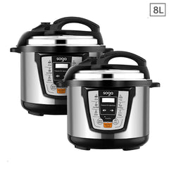 SOGA 2X Electric Stainless Steel Pressure Cooker 8L 1600W Multicooker 16