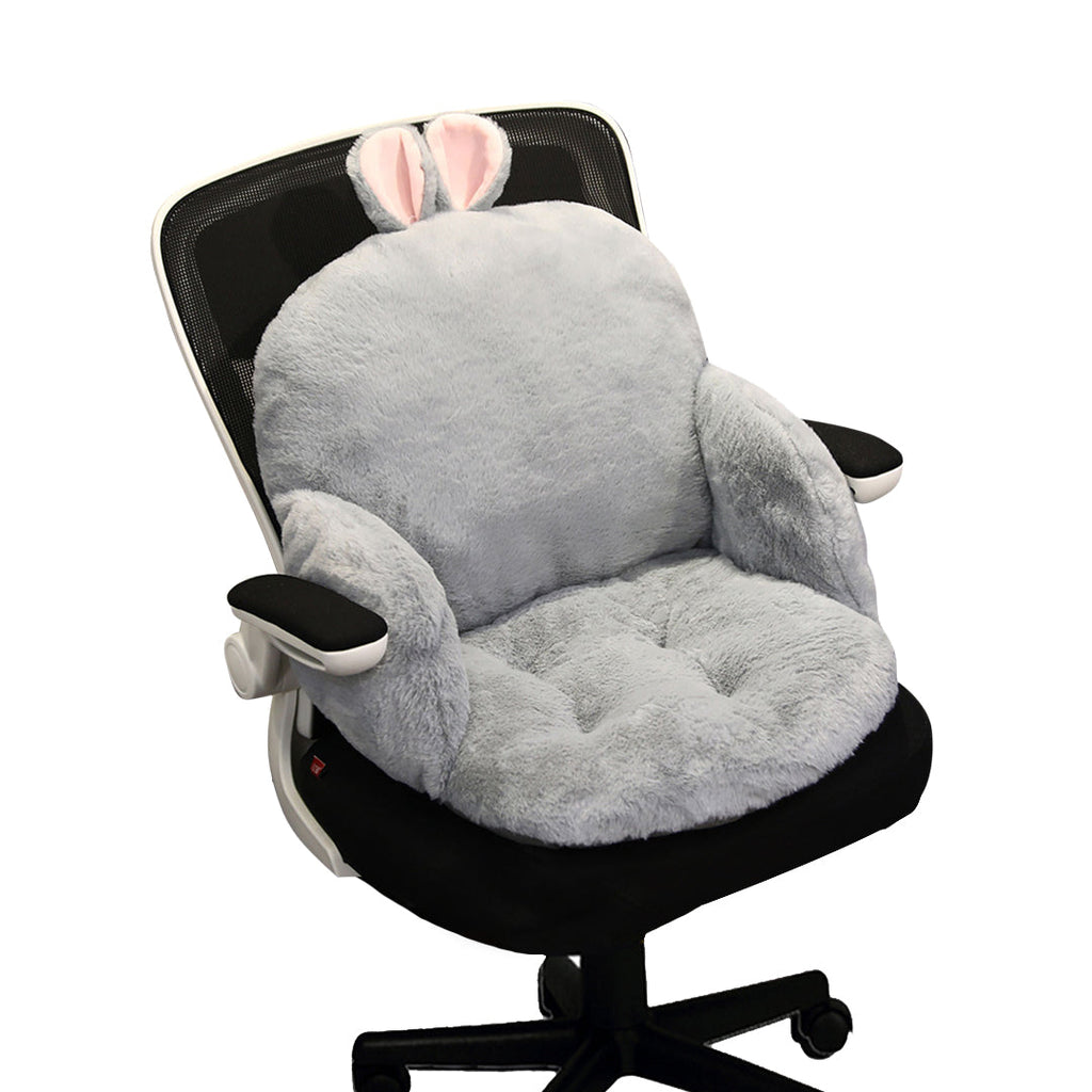 SOGA Gray Bunny Shape Cushion Soft Leaning Bedside Pad Sedentary Plushie Pillow Home Decor $ 55.50