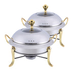 SOGA 2X Stainless Steel Gold Accents Round Buffet Chafing Dish Cater Food Warmer Chafer with Glass Top Lid $ 198.50