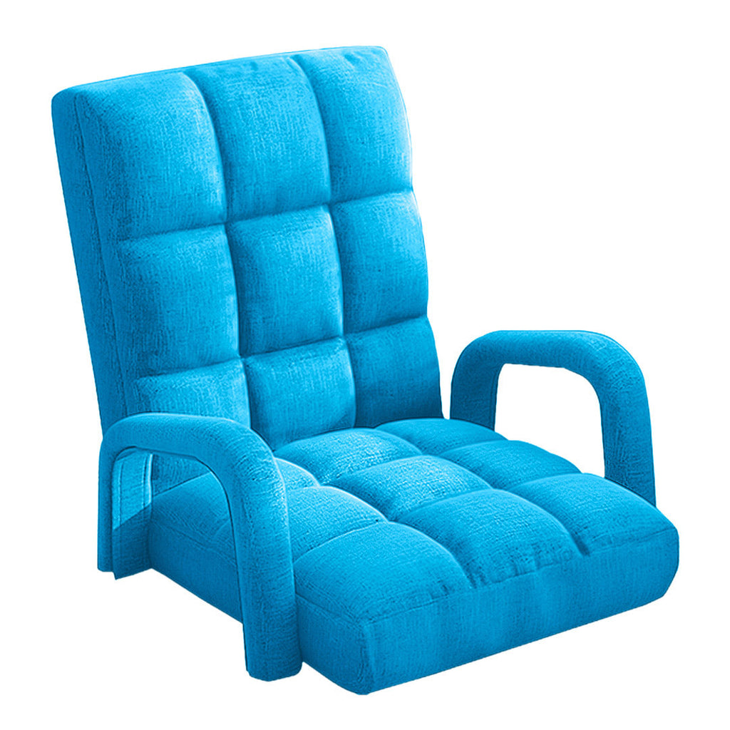 SOGA Foldable Lounge Cushion Adjustable Floor Lazy Recliner Chair with Armrest Blue $ 211.50