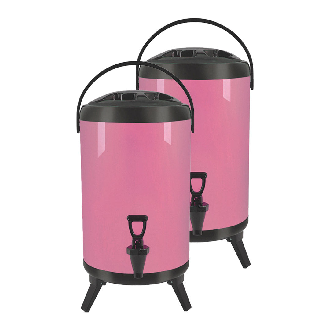 SOGA 2X 16L Stainless Steel Insulated Milk Tea Barrel Hot and Cold Beverage Dispenser Container with Faucet Pink $ 205.50