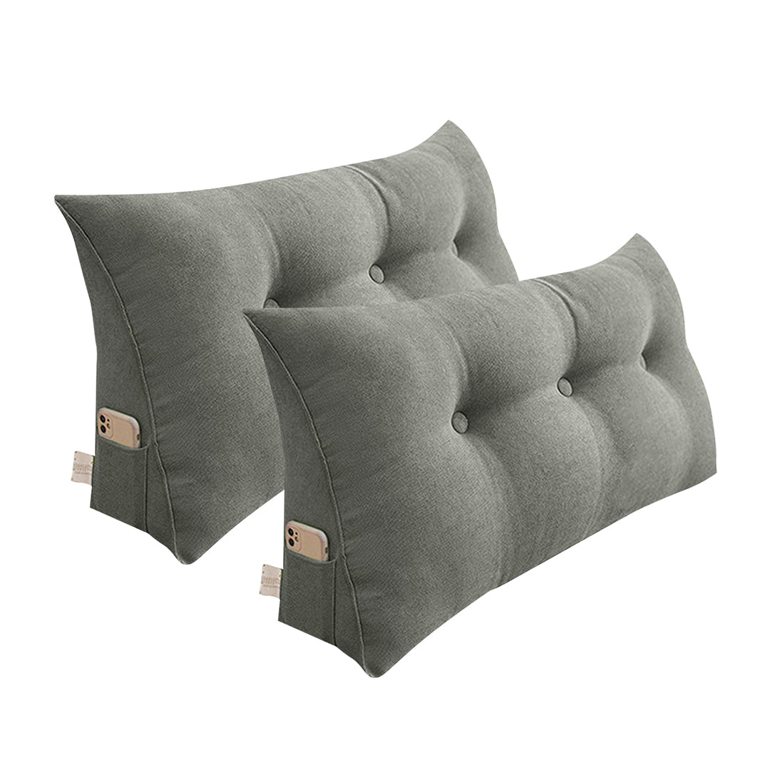 SOGA 2X 100cm Light Grey Triangular Wedge Bed Pillow Headboard Backrest Bedside Tatami Cushion Home Decor