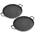 SOGA 2X 28cm Ribbed Cast Iron Frying Pan Skillet Coating Steak Sizzle Platter $ 146.50