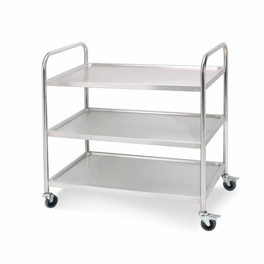 SOGA 3 Tier Stainless Steel Kitchen Dinning Food Cart Trolley Utility Round 81x46x85cm Small $ 236.90