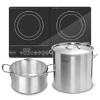 SOGA Dual Burners Cooktop Stove 21L Stainless Steel Stockpot 30cm and 30cm Induction Casserole $ 442.90