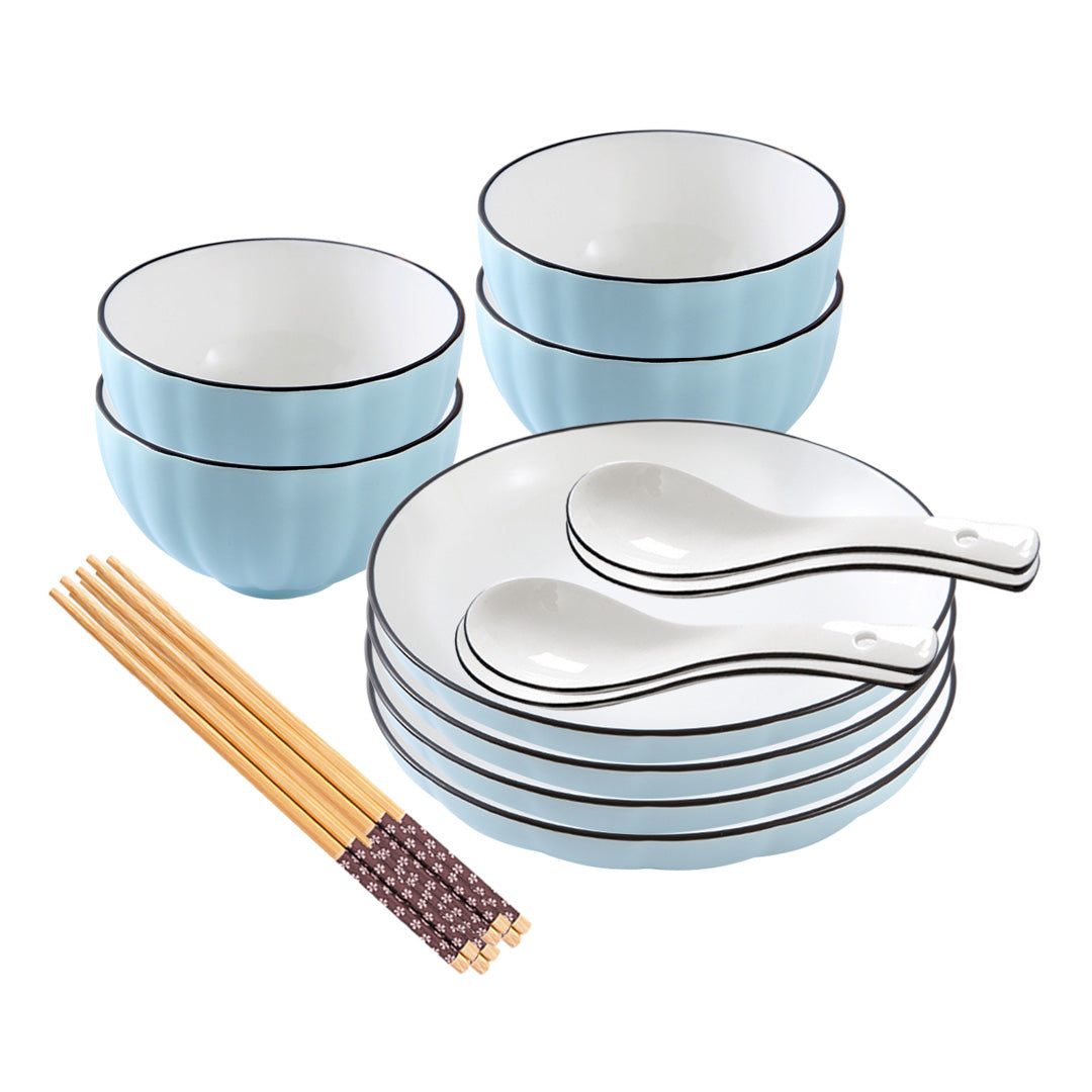 SOGA Blue Japanese Style Ceramic Dinnerware Crockery Soup Bowl Plate Server Kitchen Home Decor Set of 8 $ 66.90