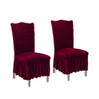 SOGA 2X Burgundy Chair Cover Seat Protector with Ruffle Skirt Stretch Slipcover Wedding Party Home Decor $ 65.50