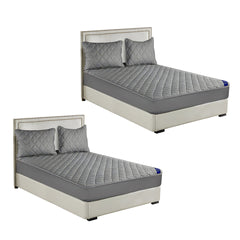SOGA 2X Grey 153cm Wide Cross-Hatch Mattress Cover Thick Quilted Stretchable Bed Spread Sheet Protector with Pillow Covers $ 228.50
