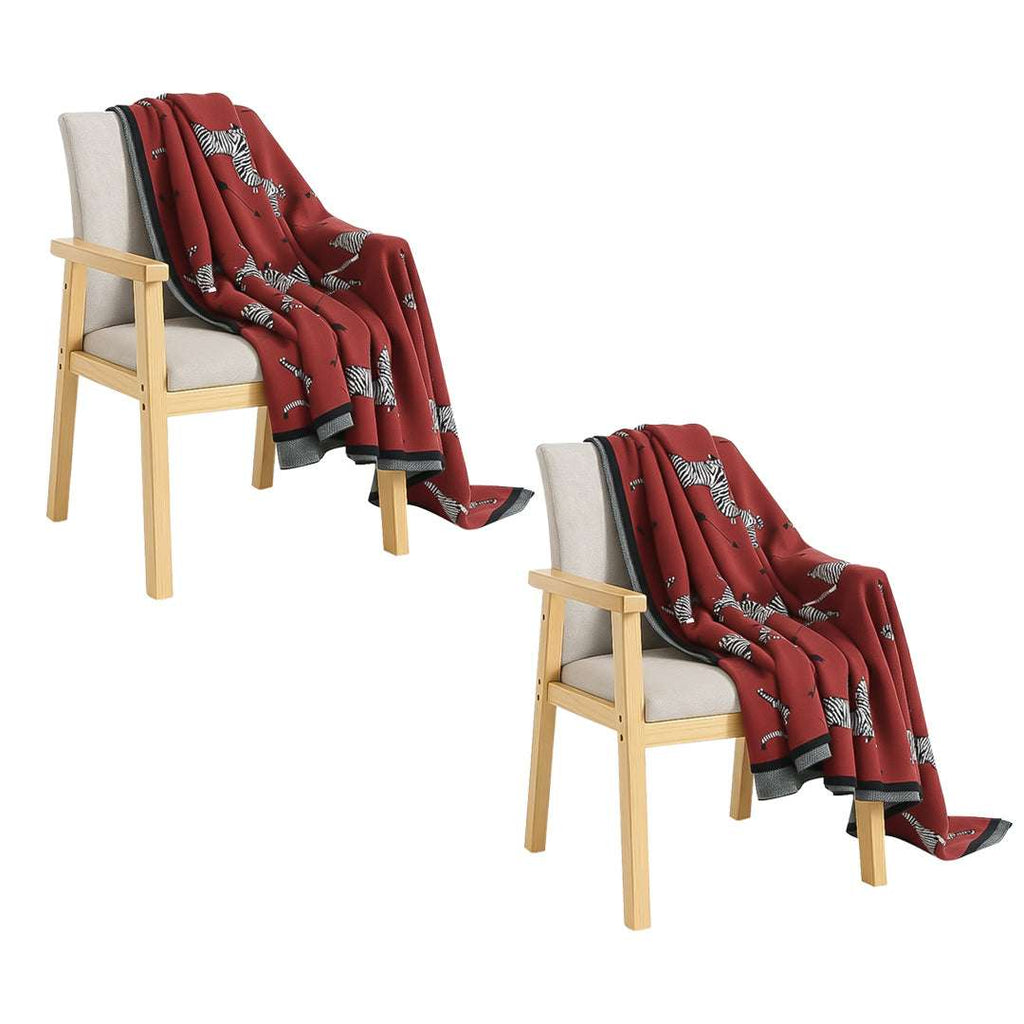 SOGA 2X Wine red Zebra Print Throw Blanket 130x180cm Acrylic $ 189