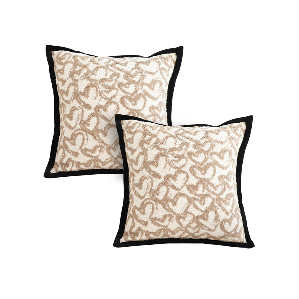 SOGA 2X 50cm Elegant Beige Scrollwork Pattern Black Trim Decorative Throw Pillow $ 151.50