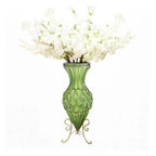 SOGA 67cm Green Glass Tall Floor Vase with 10pcs White Artificial Fake Flower Set
