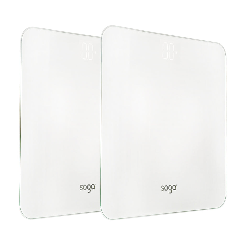 SOGA 2X 180kg Digital Fitness Weight Bathroom Gym Body Glass LCD Electronic Scales White