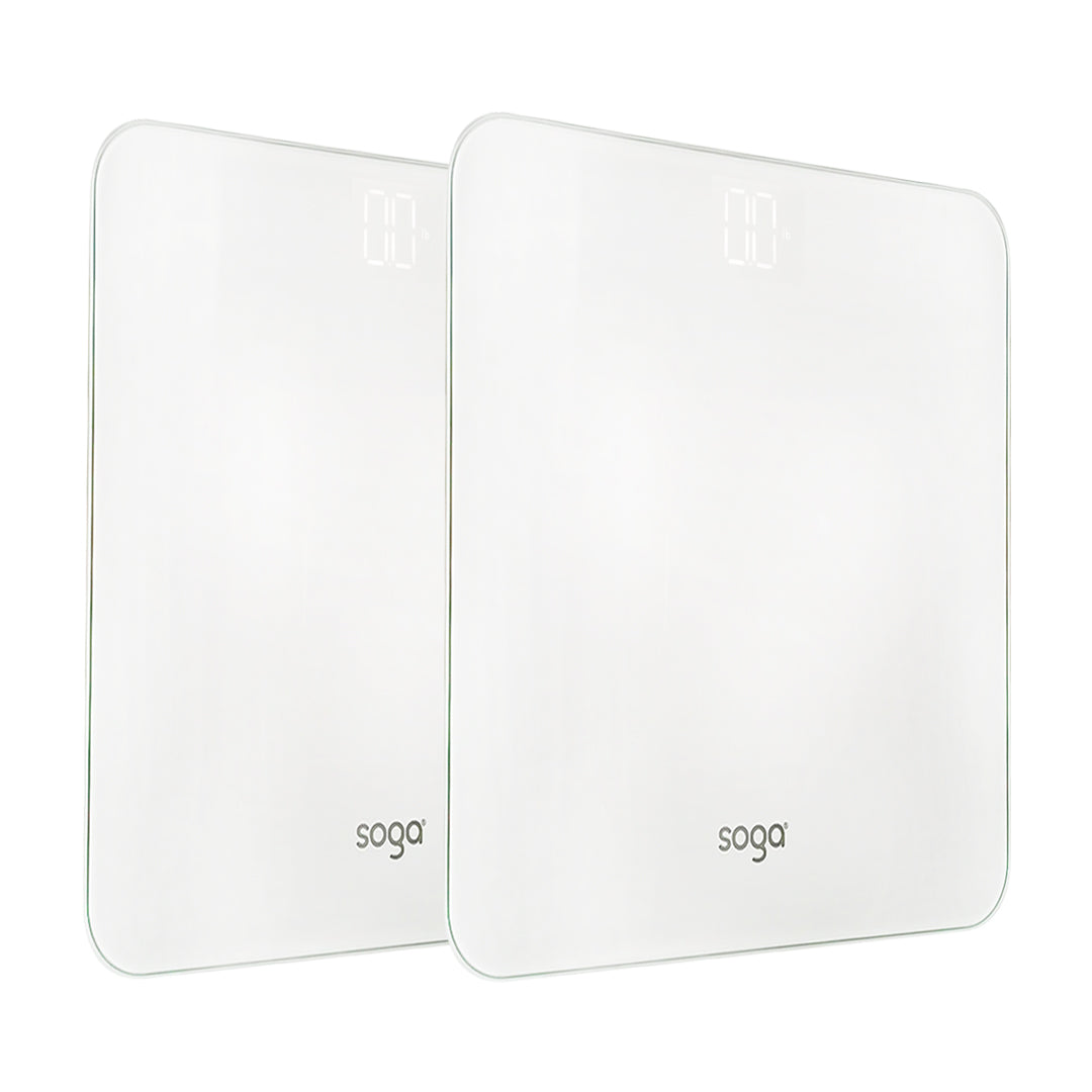 SOGA 2X 180kg Digital Fitness Weight Bathroom Gym Body Glass LCD Electronic Scales White