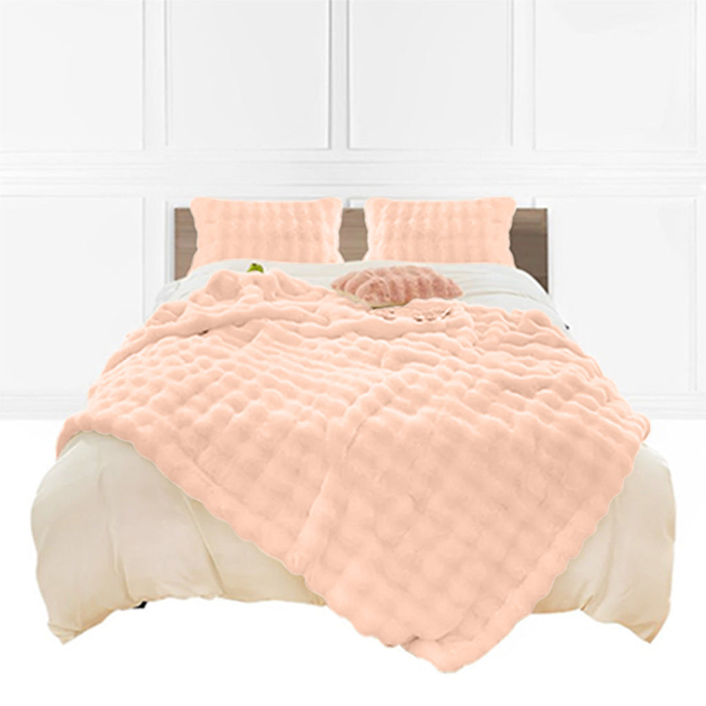 SOGA 160X200cm Throw Blanket Pink Double Layer Rabbit Fur Cozy Comfort with Stylish Decor $ 166.90