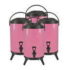 SOGA 4X 16L Stainless Steel Insulated Milk Tea Barrel Hot and Cold Beverage Dispenser Container with Faucet Pink