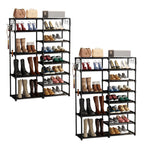 SOGA 2X 12-Shelf Tier Shoe Storage Shelf Space-Saving Caddy Rack Organiser with Side Hooks Black $ 161.90