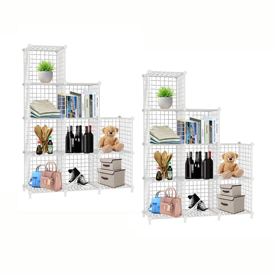 SOGA 2X White Portable 9-Cube 3 Column Storage Organiser Foldable DIY Modular Grid Space Saving Shelf 149cm $ 205.50