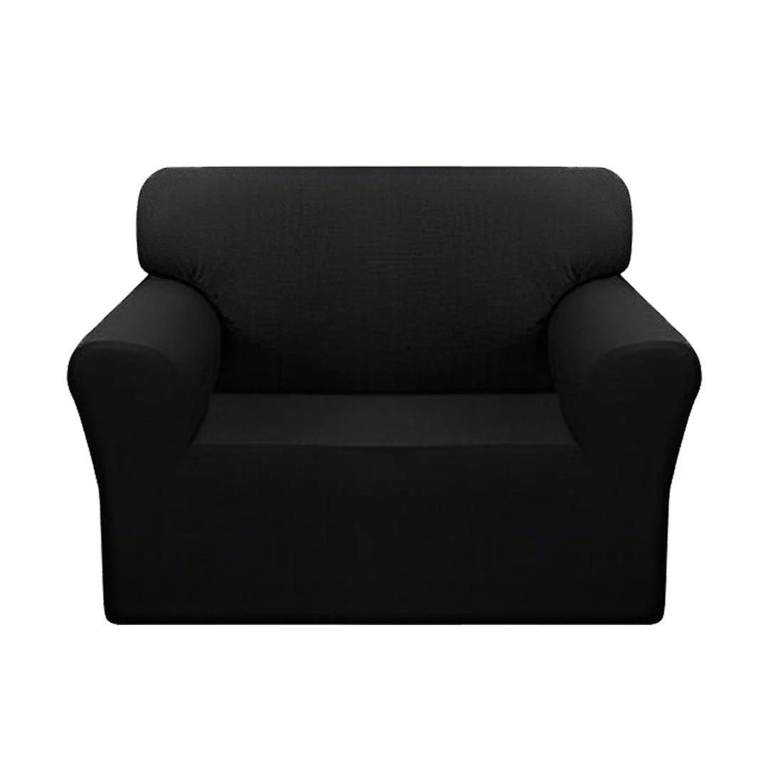 SOGA 1-Seater Black Sofa Cover Couch Protector High Stretch Lounge Slipcover Home Decor