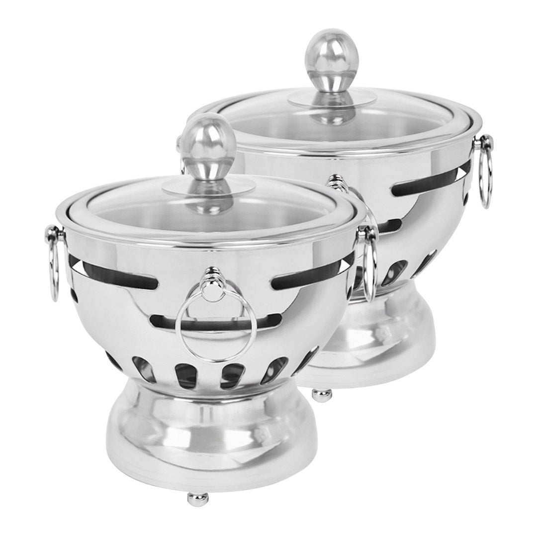 SOGA 2X Stainless Steel Mini Asian Buffet Hot Pot Single Person Shabu Alcohol Stove Burner with Glass Lid $ 151.50