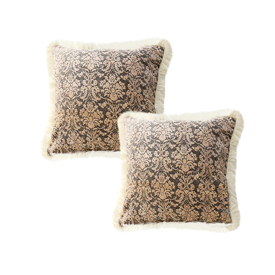 SOGA 2X 45cm Wabi-sabi Floral Cover & Vintage Dark Floral Tassel Square Throw Pillow $ 107.90