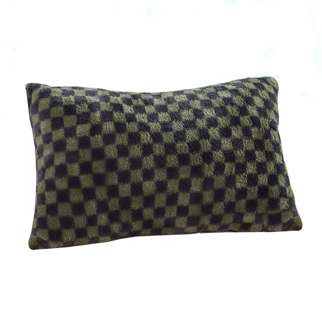 SOGA 30cm Urban Light Luxury Dark Green Checkered Lumbar Throw Pillow $ 55.50
