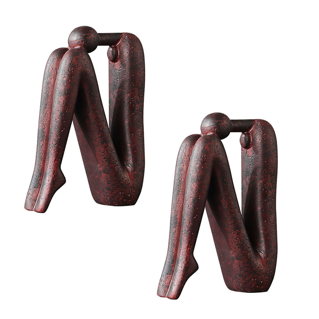 SOGA 2X 13x20cm Ornament Modern Stickman Art Sculpture Minimalist Resin Statue Round Head for Home Decor and Bookend $ 65.50