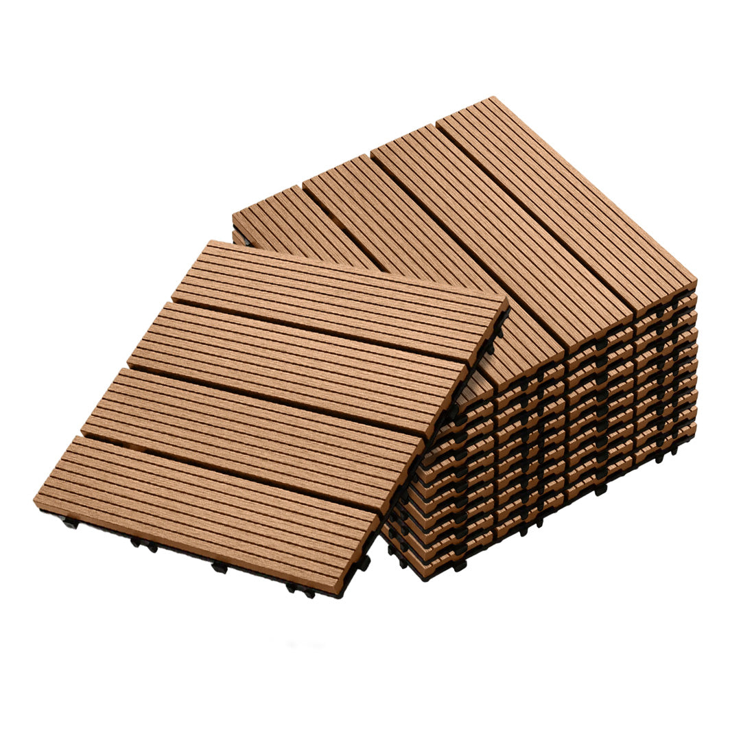 SOGA 11 pcs Coffee DIY Wooden Composite Decking Tiles Garden Outdoor Backyard Flooring Home Decor $ 116.90
