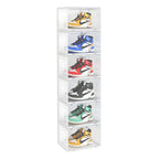 SOGA 6 Tier Transparent Portable Shoe Organiser Sneaker Footwear Folding Plastic Bin Stackable Storage Box with Magnetic Door