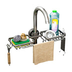 SOGA Dark Grey Kitchen Sink Organiser Faucet Soap Sponge Caddy Rack Drainer with Towel Bar Holder $ 33.50