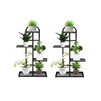 SOGA 2X 4 Tier 5 Pots Black Metal Plant Stand Flowerpot Display Shelf Rack Indoor Home Office Decor $ 107.90
