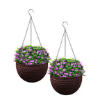 SOGA 2X Coffee Medium Hanging Resin Flower Pot Self Watering Basket Planter Outdoor Garden Decor $ 65.50
