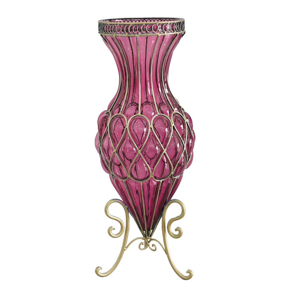 SOGA 67cm Purple Glass Tall Floor Vase with Metal Flower Stand $ 399.90