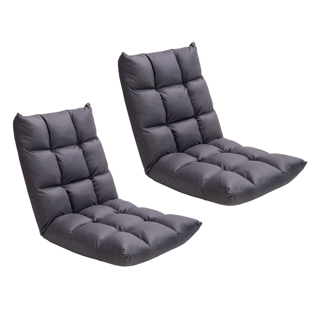 SOGA 2X Grey Lounge Floor Recliner Adjustable Gaming Sofa Bed Foldable Indoor Outdoor Backrest Seat Home Office Decor $ 258.90