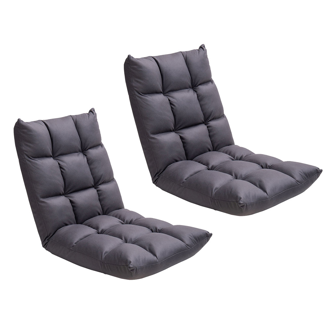 SOGA 2X Grey Lounge Floor Recliner Adjustable Gaming Sofa Bed Foldable Indoor Outdoor Backrest Seat Home Office Decor $ 258.90