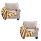SOGA 2X 220cm Yellow Zigzag Striped Throw Blanket Acrylic Wave Knitted Fringed Woven Cover Couch Bed Sofa Home Decor $ 172.90