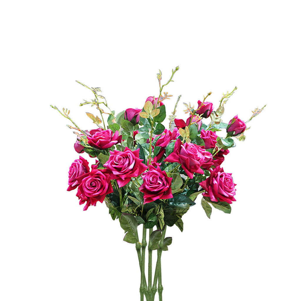 SOGA 8 Bunch Artificial Silk Rose 5 Heads Flower Fake Bridal Bouquet Table Decor Pink $ 144.50